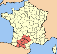 Юг — Пиренеи на карте Франции