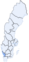 Расположение лена Халланд в Швеции