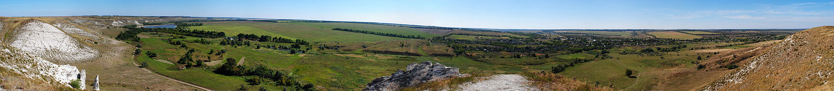 Панорама 270° с меловых скал. Вид на Белокузьминовку и окрестности.