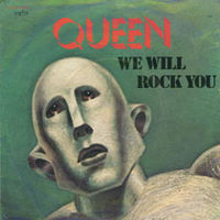 Обложка сингла «We Will Rock You» (Queen, 1977)