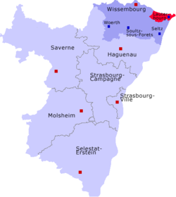Кантон на карте департамента Нижний Рейн