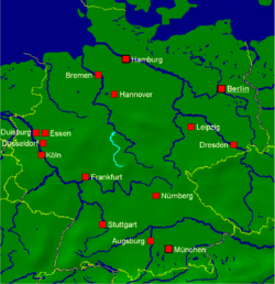 Протекает по терриотории Германии. Местоположение реки отмечено на карте тёмно-синим цветом