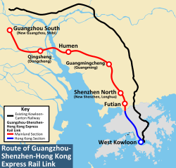 Strecke der Скоростная железная дорога Гуанчжоу—Шэньчжэнь—Гонконг