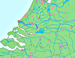 Норд (синяя полоска) в дельте Рейна и Мааса