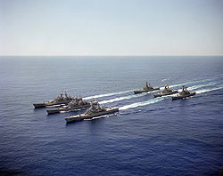 Six nuclear-powered guided missile cruisers underway in formation.jpg