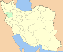 Карта Ирана с подсвеченной провинцией Курдистан