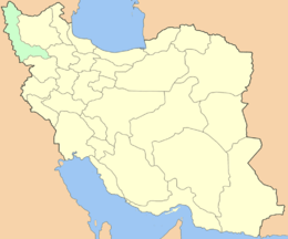 Карта Ирана с подсвеченной провинцией Западный Азербайджан