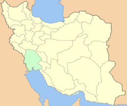 Карта Ирана с подсвеченной провинцией Хузестан/Хузистан