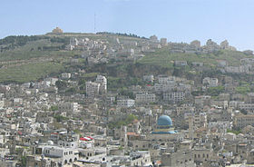 Панорама города Наблус на фоне горы Гризим